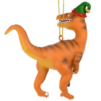 
              Raptor Dinosaur Christmas Ornament Velociraptor with a Stocking
            