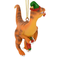 
              Raptor Dinosaur Christmas Ornament Velociraptor with a Stocking
            