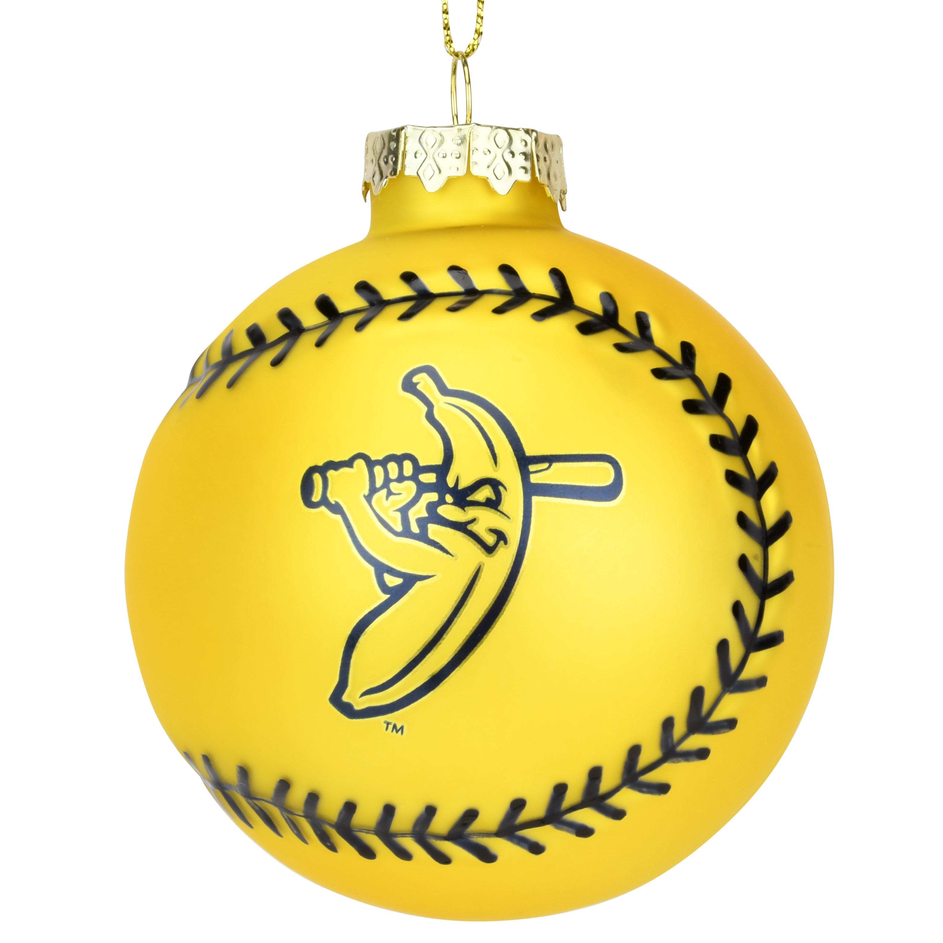 Tree Buddees x Savannah Bananas Yellow Banana Ball Baseball Shaped Glass Official Banana Ball Ornament - Limited Edition