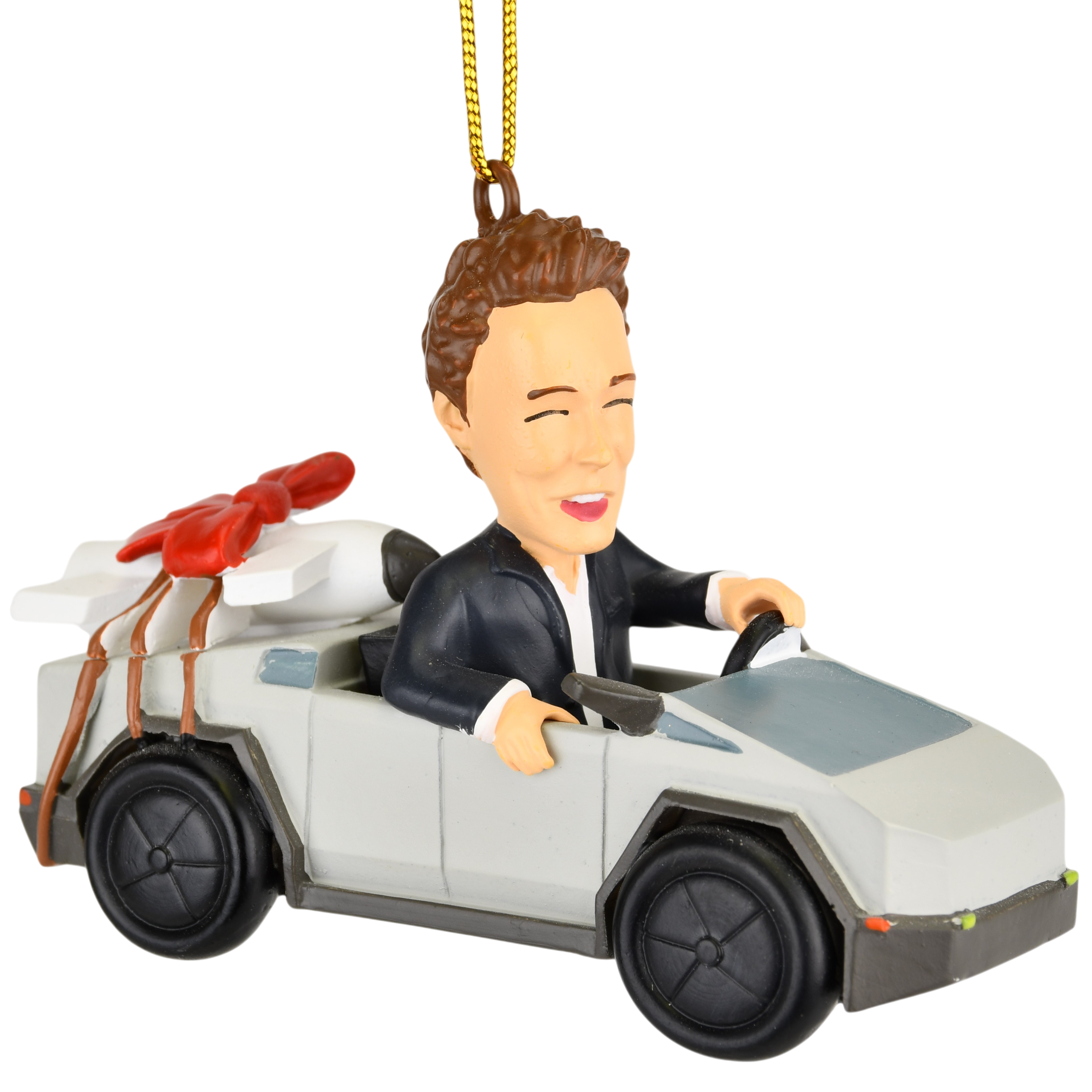 Funny Space Man Billionaire Businessman Christmas Ornament Futuristic Truck & Rocket