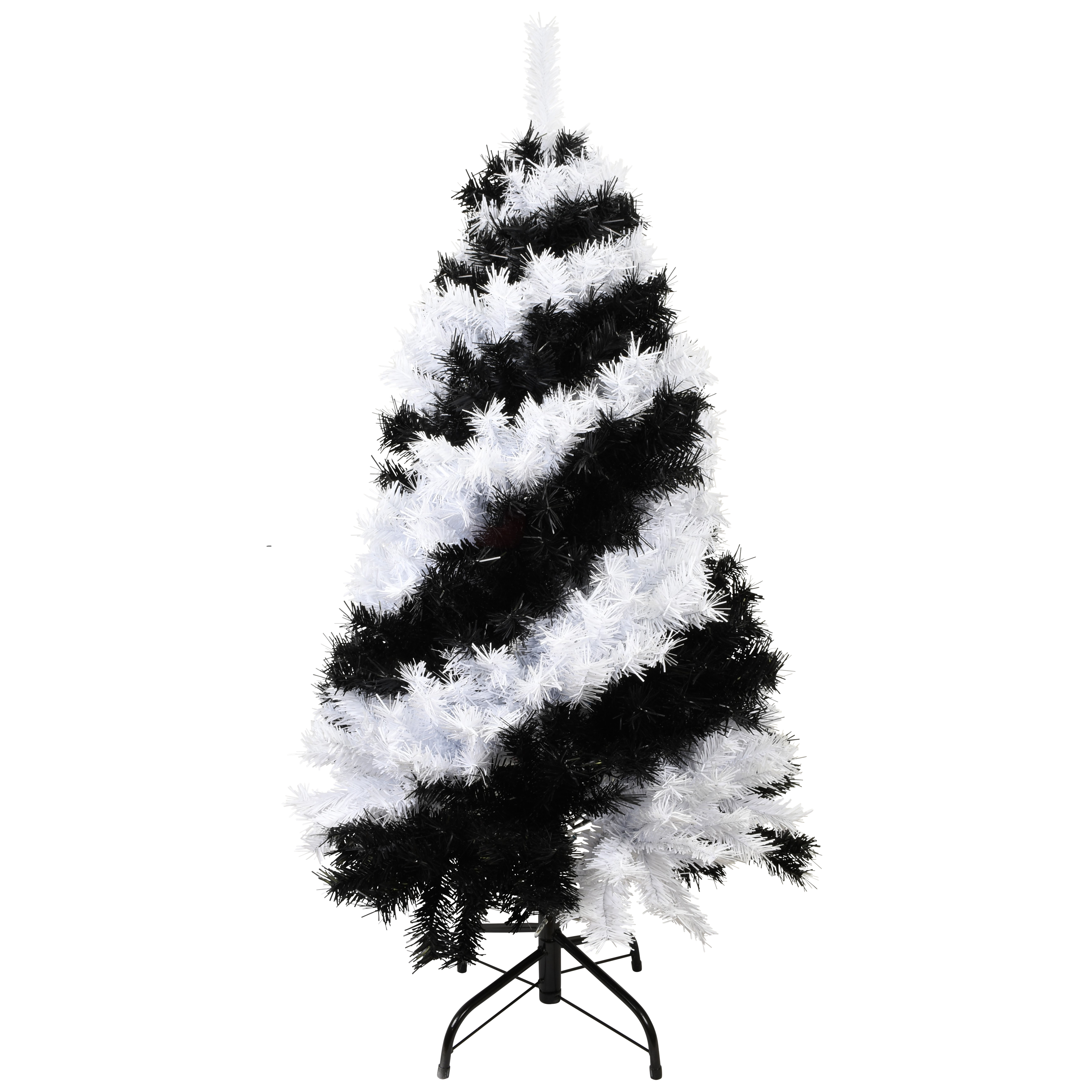 SALE - 4 Foot Black and White Swirl Colored Artificial Christmas / Halloween Tree
