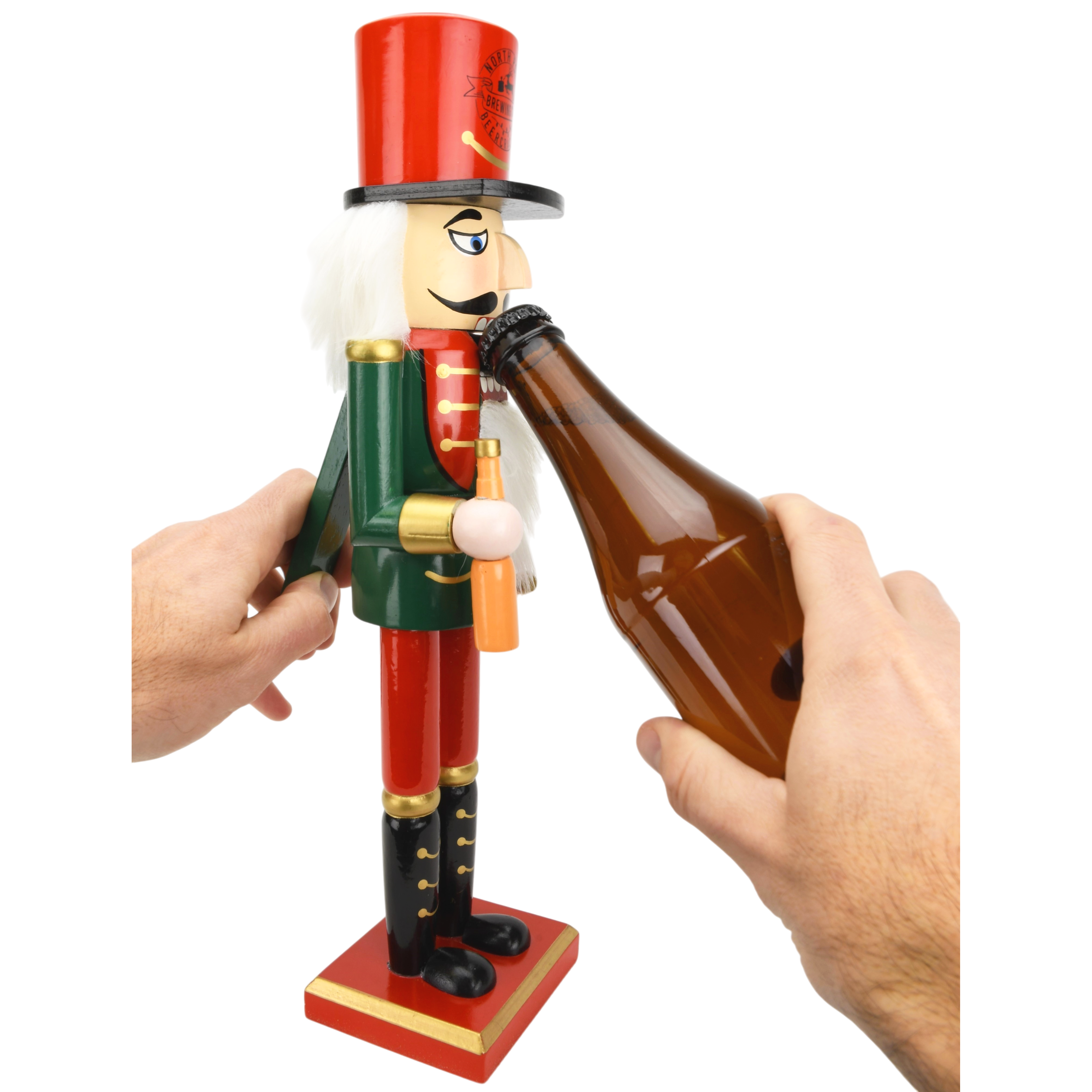 Beercracker® – Bottle Opener Nutcracker – 15 Inch Tall Functional Bottle Opening Décor – Funny Gift for Beer Lovers