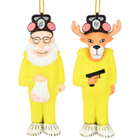 
              Breaking Bulbs Christmas Ornaments 2-Pack Funny Parody Santa & Reindeer in Hazmat Suits
            