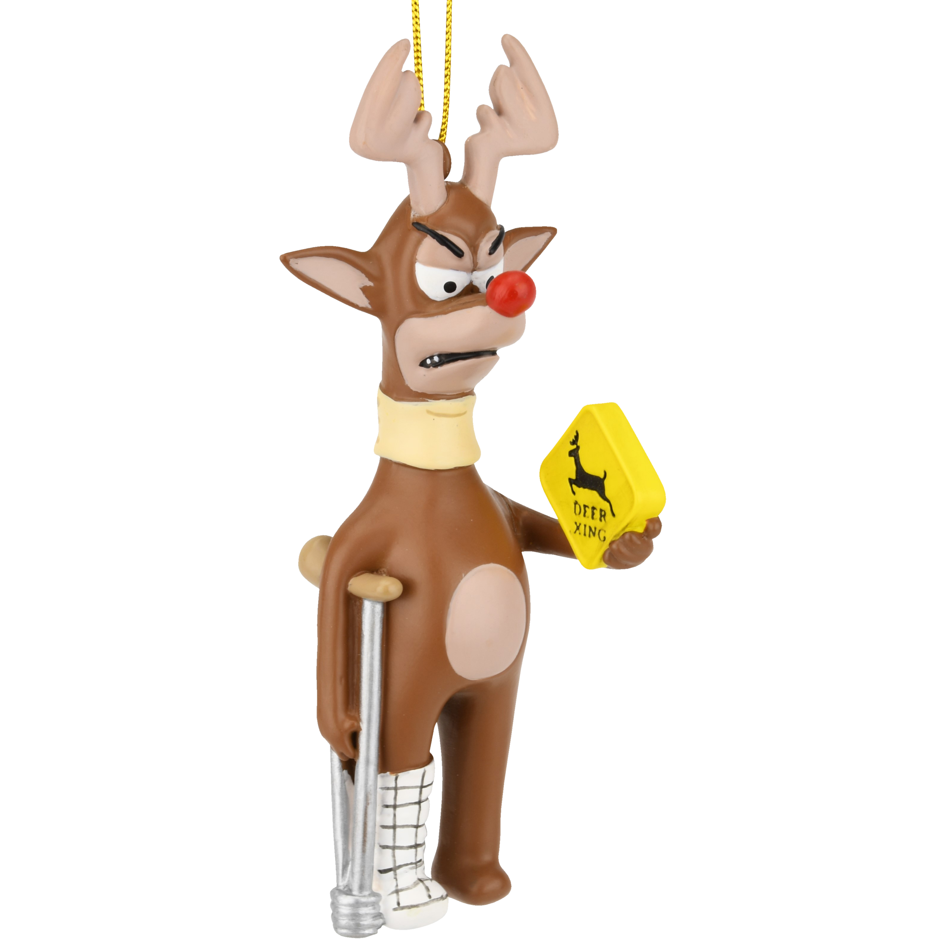 Funny Deer Crossing Christmas Ornament Injured Reindeer Hilarious Holiday Decor