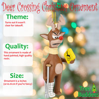 
              Funny Deer Crossing Christmas Ornament Injured Reindeer Hilarious Holiday Decor
            