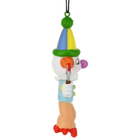 
              Creepy Clown Finger Puppet Halloween Ornament with Bloody Knife
            