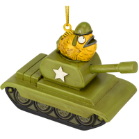 
              Funny Fish Tank Christmas Ornament Goldfish Driving a Green Army Tank
            