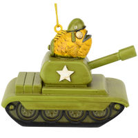 
              Funny Fish Tank Christmas Ornament Goldfish Driving a Green Army Tank
            
