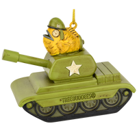 
              Funny Fish Tank Christmas Ornament Goldfish Driving a Green Army Tank
            