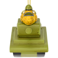 
              Funny Fish Tank Christmas Ornament Goldfish Driving a Green Army Tank
            