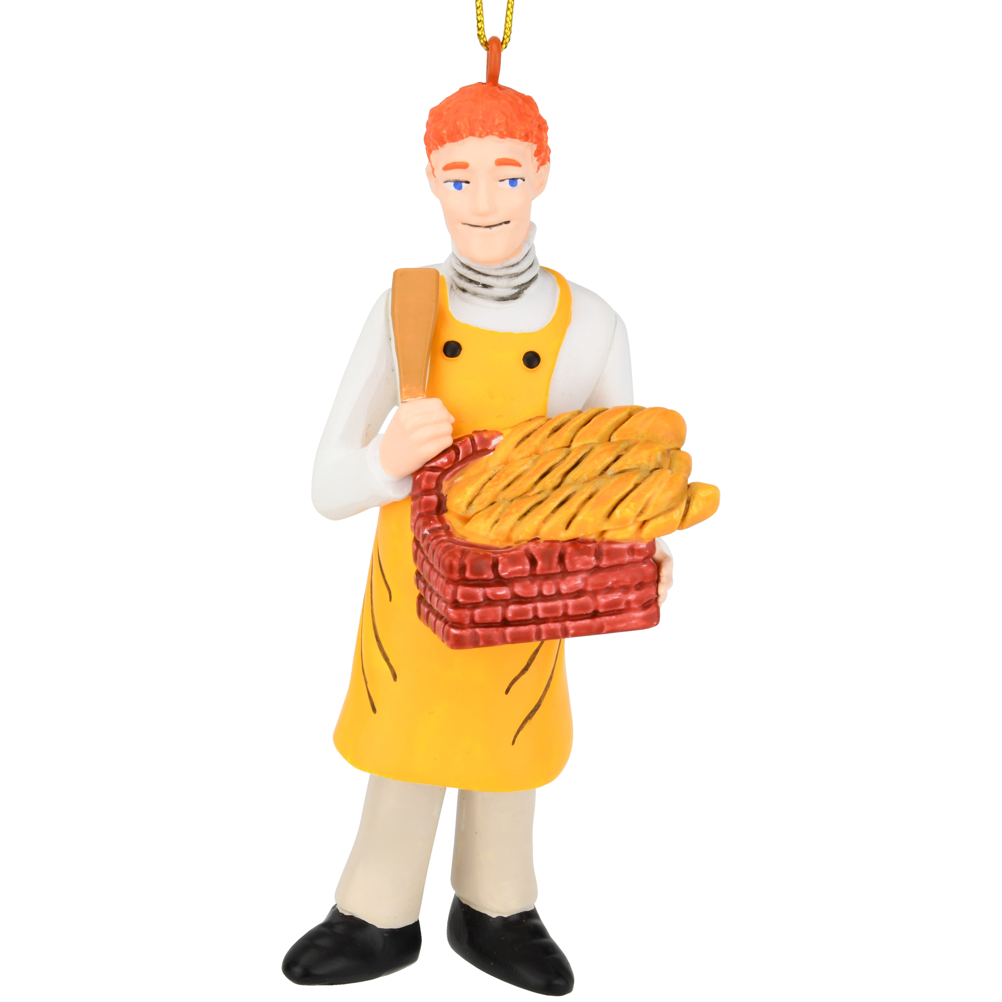 Funny Ginger Bread Man Ornament Redhead Baker with Bread Basket – Hilarious Play on Words
