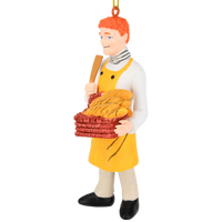 
              Funny Ginger Bread Man Ornament Redhead Baker with Bread Basket – Hilarious Play on Words
            