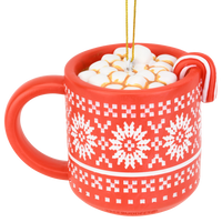 
              Hot Cocoa Christmas Ornament Red Mug with Marshmallows & Candy Cane Hot Chocolate
            