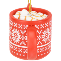 
              Hot Cocoa Christmas Ornament Red Mug with Marshmallows & Candy Cane Hot Chocolate
            