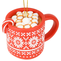 
              Hot Cocoa Christmas Ornament Red Mug with Marshmallows & Candy Cane Hot Chocolate
            