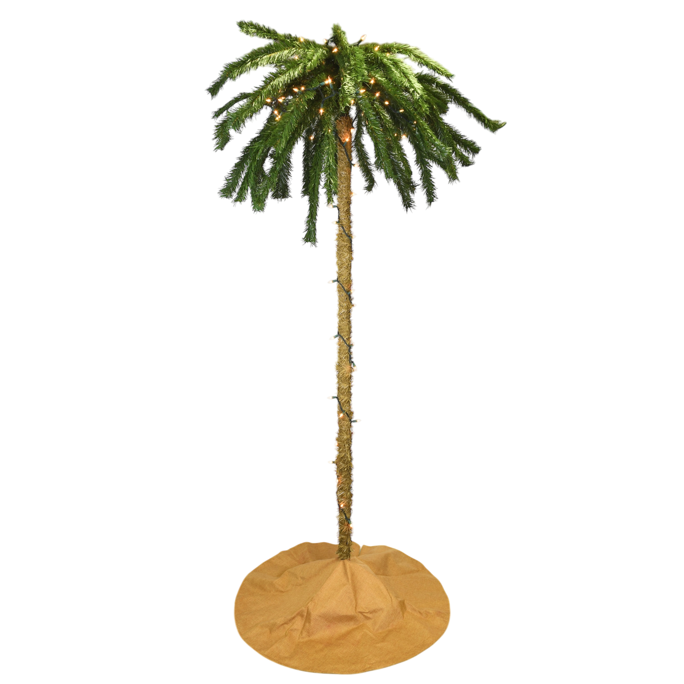 Sale - 7 Foot Tall Palm Tree Christmas Tree with Sand Colored Skirt