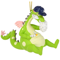 
              Puffin The Magic Dragon Funny Green Dragon Smoking Christmas Ornament
            
