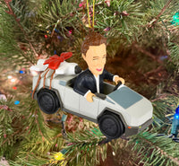
              Funny Space Man Billionaire Businessman Christmas Ornament Futuristic Truck & Rocket
            