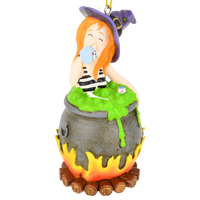 
              Funny Witches Hot Tub Halloween Ornament Witch Drinking in Cauldron
            