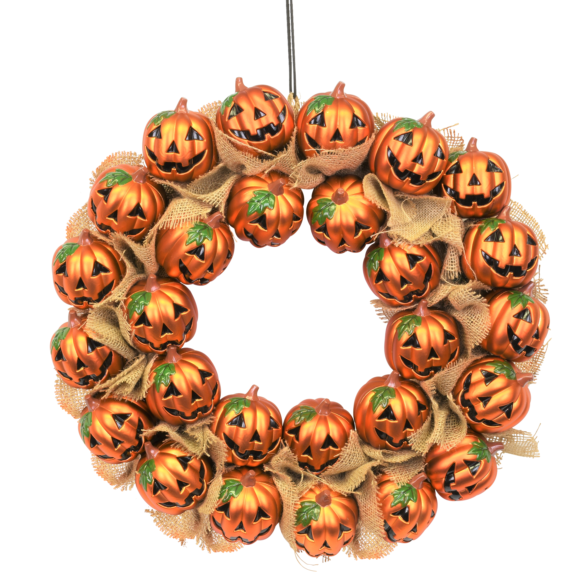 Jack-O-Lantern Pumpkin Halloween Wreath Decoration