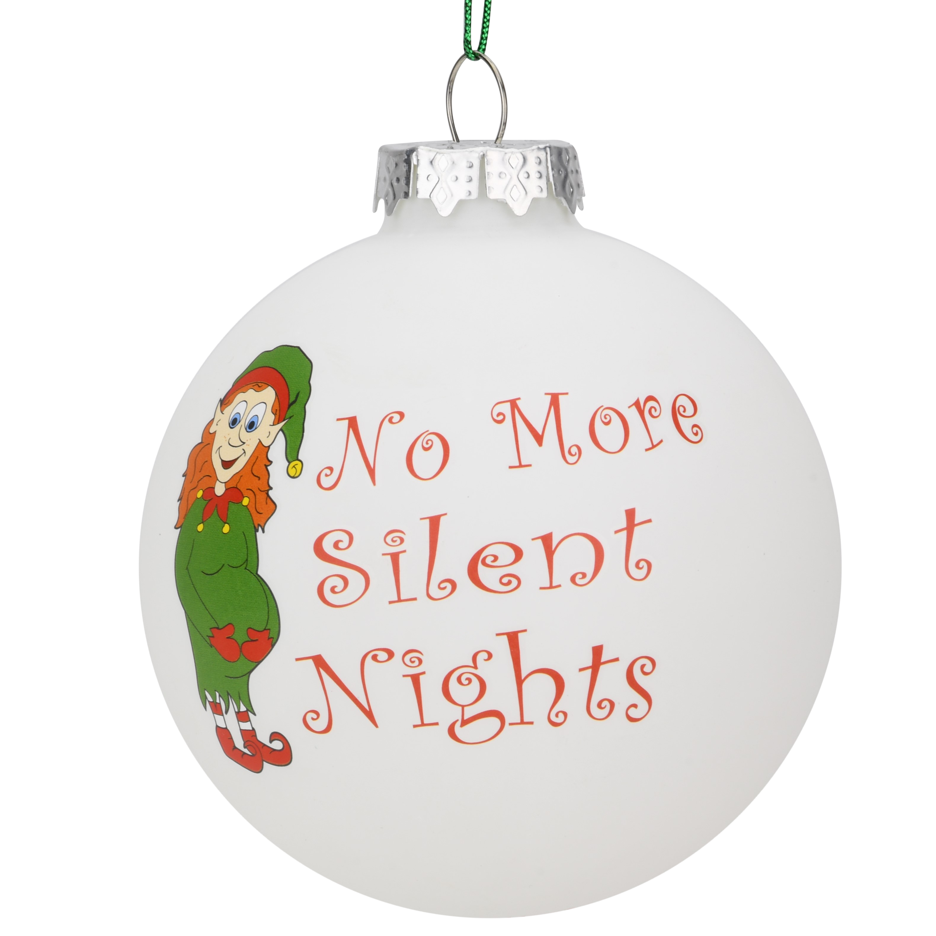 Sale - No More Silent Nights Fun Pregnancy Glass Christmas Ornaments